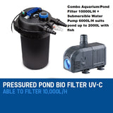 Combo Aquarium Pond Garden SUNSUN Filter 10000L/H UV + Submersible Water Pump 6000L/H