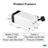 Aqua Aquarium Fish Tank Air Pump 2 Outlet Oxygen Fountain Pipes Stones AU plug