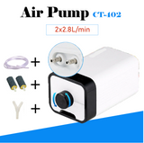 Aqua Aquarium Fish Tank Air Pump 2 Outlet Oxygen Fountain Pipes Stones AU plug