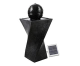 Solar Water Feature Twisted Fountain LED Light Bird Bath 85CM Black