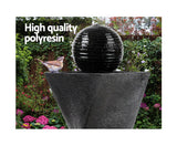 Solar Water Feature Twisted Fountain LED Light Bird Bath 85CM Black