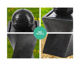 Solar Water Feature Twisted Fountain LED Light Bird Bath 85CM Black