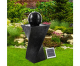 Solar Water Feature Twisted Fountain LED Light Bird Bath 85CM Black