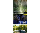 Day/Night Solar Panel POND WATER Fountain Feature PUMP W/ Battery LED Light 800L