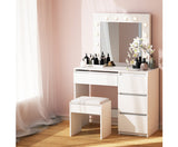 Dressing Table Led Makeup Mirror Stool Set 12 Bulbs Vanity Desk White