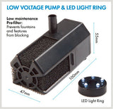 310lph Solar Panel Pond Pump With Battery Backup and Led Light water fountain