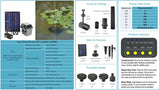 310lph Solar Panel Pond Pump With Battery Backup and Led Light water fountain