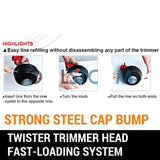 Twister Bump Feed Line Trimmer Head for Whipper Snipper Brush Cutter M10 Thread