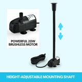 1360L 20W Solar Powered Water Fountain Pump Pond Kit with Eco Filter Box