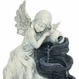 Angel Falls Solar Outdoor Water Feature Fountain w/ Battery with LED Light SL452