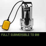 18,000L/H 1500W Submersible Dirty Water Pump Bore Tank Well Steel Automatic
