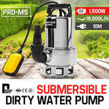 18,000L/H 1500W Submersible Dirty Water Pump Bore Tank Well Steel Automatic