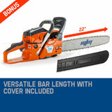 58cc 22" Bar Petrol Commercial Chainsaw Chain Saw E-Start Tree Pruning Top Handle