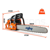 58cc 22" Bar Petrol Commercial Chainsaw Chain Saw E-Start Tree Pruning Top Handle