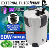 60W 2400L External Canister Aquarium Fish Tank Filter 9W UV STERILIZER