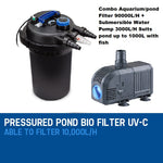 Combo Aquarium Pond Garden Filter 9000L/H UV + Submersible Water Pump 3000L/H