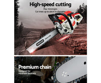 52cc 20" Oregon Bar Petrol Chainsaw Commercial E-Start Pruning Chain Saw