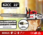 62CC 22 Bar Chainsaw Petrol Commercial E-Start Pruning Chain Saw