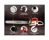 62CC 22 Bar Chainsaw Petrol Commercial E-Start Pruning Chain Saw