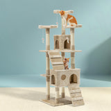 180cm Cat Tree Trees Scratching Post Scratcher Tower Condo House Furniture Wood Beige