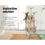 180cm Cat Tree Trees Scratching Post Scratcher Tower Condo House Furniture Wood Beige
