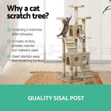 180cm Cat Tree Trees Scratching Post Scratcher Tower Condo House Furniture Wood Beige