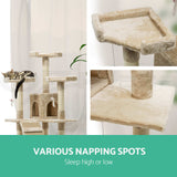 180cm Cat Tree Trees Scratching Post Scratcher Tower Condo House Furniture Wood Beige