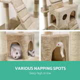 180cm Cat Tree Trees Scratching Post Scratcher Tower Condo House Furniture Wood Beige