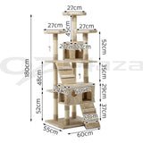 180cm Cat Tree Trees Scratching Post Scratcher Tower Condo House Furniture Wood Beige