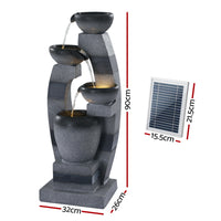 Solar Fountain Water Feature Outdoor Fountain Indoor 3-Tier Bowl Cascading Grey