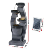 Solar Fountain Water Feature Outdoor Fountain Indoor 3-Tier Bowl Cascading Grey