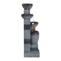 Solar Fountain Water Feature Outdoor Fountain Indoor 3-Tier Bowl Cascading Grey