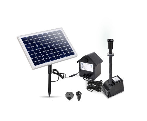 Day/Night Solar Panel POND WATER Fountain Feature PUMP W/ Battery LED Light 800L