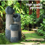Solar Water Feature Cascading Fountain 3-Tier Pot LED Lights 76CM Grey