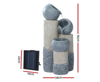 Solar Water Feature Cascading Fountain 3-Tier Pot LED Lights 76CM Grey