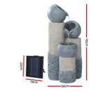 Solar Water Feature Cascading Fountain 3-Tier Pot LED Lights 76CM Grey