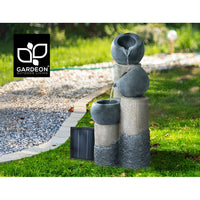 Solar Water Feature Cascading Fountain 3-Tier Pot LED Lights 76CM Grey