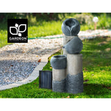 Solar Water Feature Cascading Fountain 3-Tier Pot LED Lights 76CM Grey