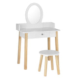 Keezi Kids Dressing Table Chair Set Wooden Leg Vanity Makeup Drawer Mirror