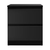 Artiss Bedside Table 2 Drawers - PEPE Black