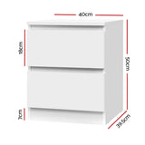 Artiss Bedside Table 2 Drawers - PEPE White