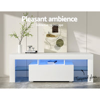 Artiss Entertainment Unit TV Cabinet LED 130cm White Elo