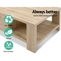 Artiss Coffee Table 1 Drawer Oak Maxi