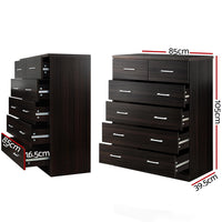 Artiss 6 Chest of Drawers - ANDES Walnut