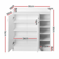 Shoe Rack Cabinet 21 Pairs Adjustable Shelves White Organiser Shelf Cupboard