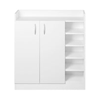 Shoe Rack Cabinet 21 Pairs Adjustable Shelves White Organiser Shelf Cupboard