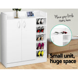 Shoe Rack Cabinet 21 Pairs Adjustable Shelves White Organiser Shelf Cupboard