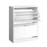 24 Pairs  Shoe Rack Cabinet Adjustable Shelves White Iris