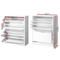 24 Pairs  Shoe Rack Cabinet Adjustable Shelves White Iris