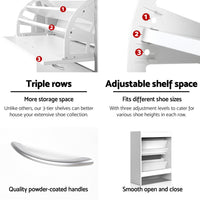 24 Pairs  Shoe Rack Cabinet Adjustable Shelves White Iris